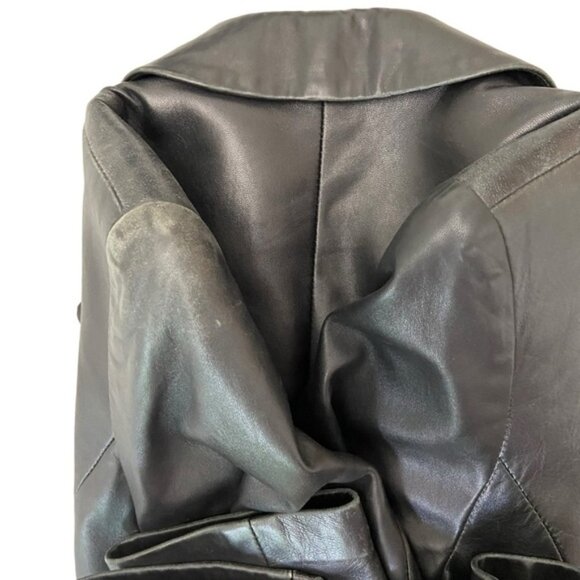 Danier genuine leather black blazer fitted jacket distressed lightweight Small - Picture 9 of 13